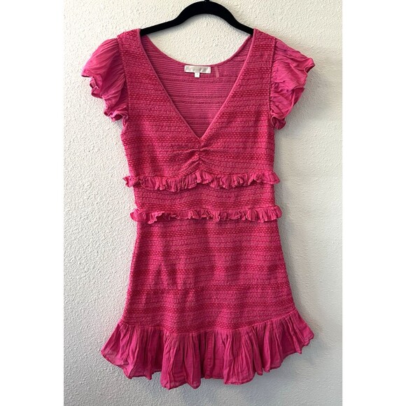 LoveShackFancy Dresses & Skirts - LoveShackFancy Women's Mini Dress Size Small Sonora Smocked Hot Pink Babydoll